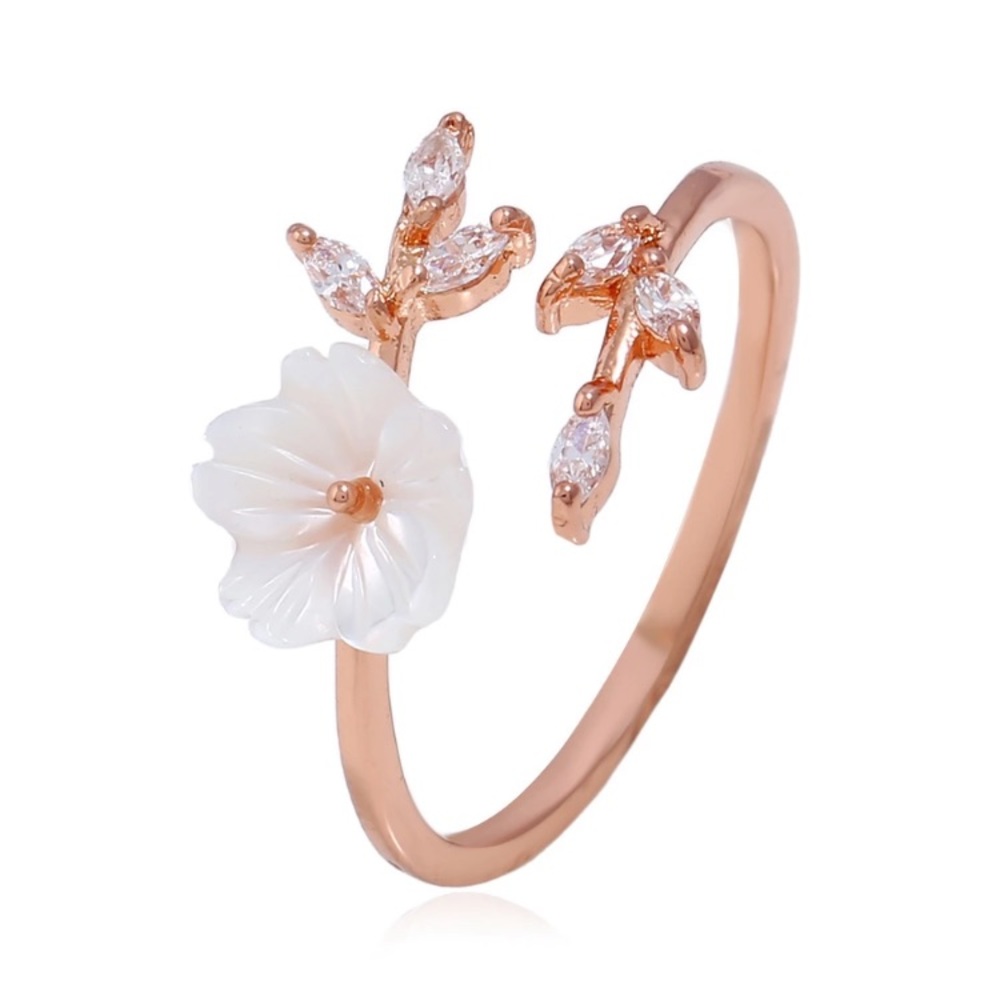 Rose Gold Dainty Flower Ring - Picture 2 of 3